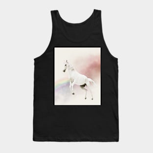 Unicorn white horse rainbow Tank Top